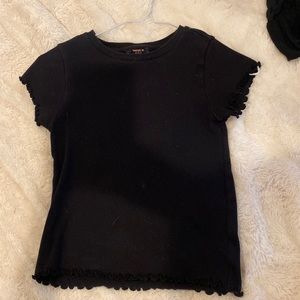 Plain black fringe t